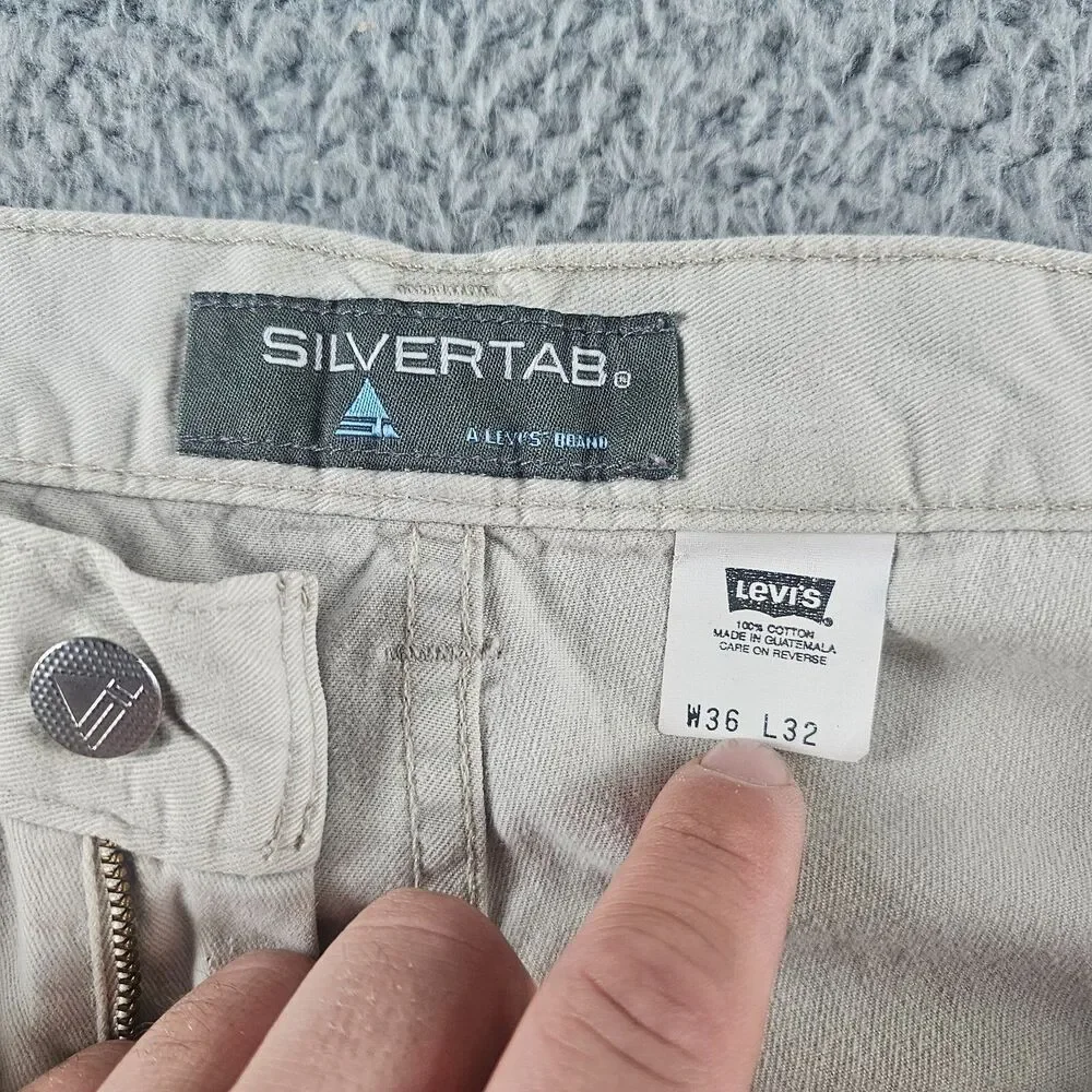 Levis Cargo Pants Mens 35x30* Khaki Silvertabs Vintage Y2K Baggy Chino Skater